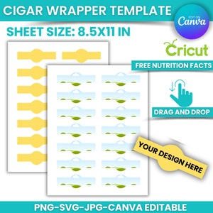 Cigar Wrapper Template, Cigar Label Template, Canva Editable Wrapper, Custom Cigar Wrap, Sublimation Template, SVG, PNG, Instant Download