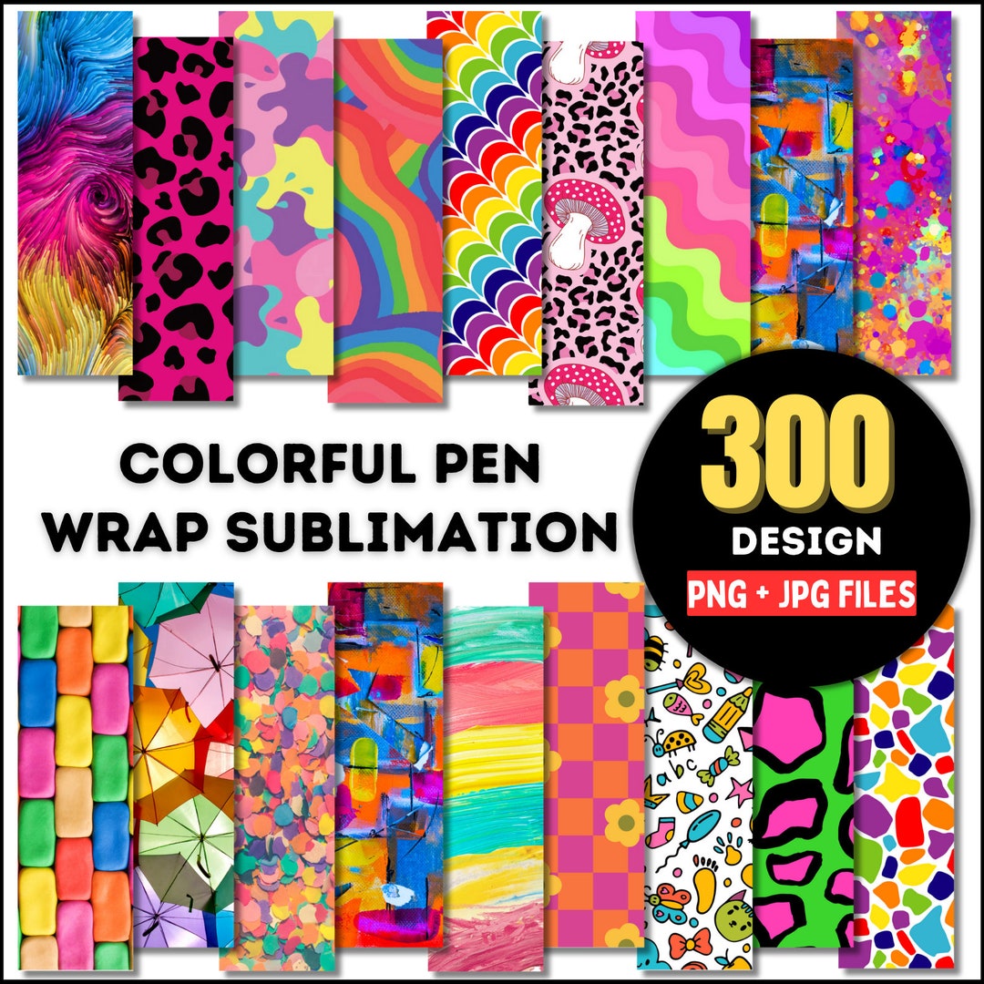 300 Colorful Pen Wrap Sublimation Design Large Small Pen Pen - Etsy