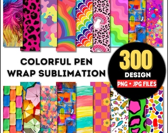 300+ Coloré Pen Wrap Sublimation Design Grand Petit Stylo, Pen Wrap Designs, Téléchargement instantané, Utilisation Png, Canva modifiable