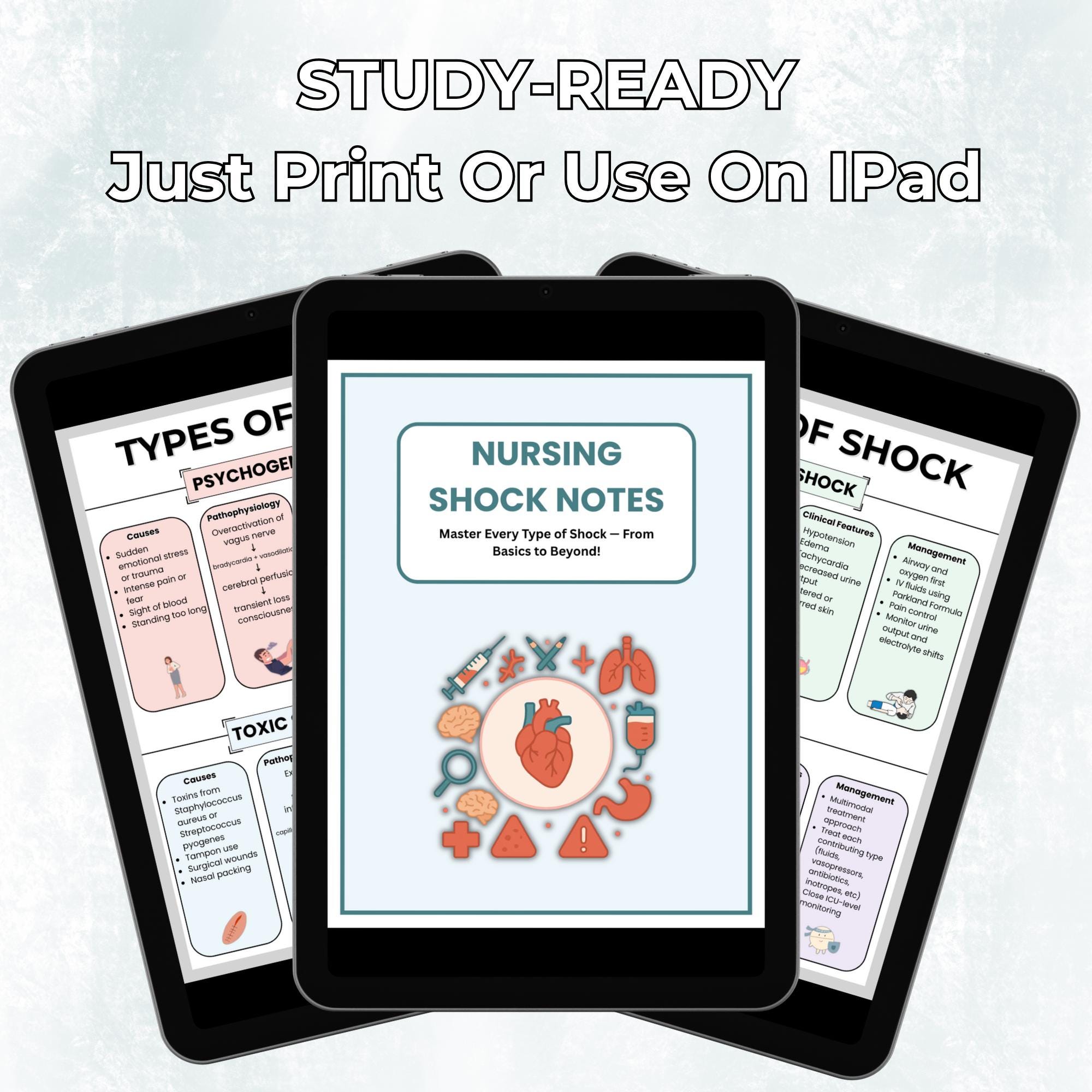 Shock Study Guide Nursing Shock Notes, 26 Types of Shock Study Guide (printable & Digital ...