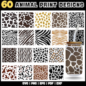 Animal Print SVG Bundle: Leopard, Cheetah, Tiger, Cow (Digital Download)