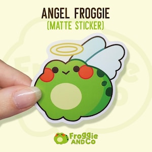 Angel Froggie - Frog Matte Die Cut Sticker | Frog Stickers | Cute Stationery | Frogcore | Animal Stickers | Matching Stickers | Frog Lover