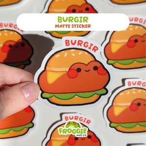 Burgir - Frog Matte Die Cut Sticker | Frog Stickers | Cute Stationery | Frogcore | Animal Stickers | Bujo Stickers | Food Sticker
