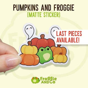 Pumpkins & Froggie - Frog Sticker | Cute Matte Die Cut Stickers | Waterbottle Sticker | Frog Lovers | Pumpkin Sticker | Halloween Sticker