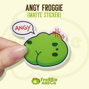 Angy Froggie - Frog Matte Die Cut Sticker | Frog Stickers | Cute Stationery | Frogcore | Animal Stickers | Laptop Stickers | Frog Lover