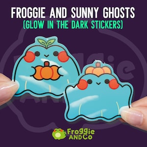 Froggie and Sunny Ghosts - Frog Sticker Set | Glow In The Dark Die Cut Stickers | Glowing Sticker | Frog Lovers | Halloween Sticker | Spooky