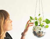 Disco Ball Hanging Flower Plant Hanging Pot For Indoor Plants Flower Planter Pots Rope Mirror Hanging Basket Garden Decor Bohemian Style