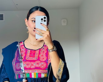 Navy blue Afghan Dress