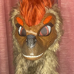 Quality furred Custom Dino Mask commission.  examples below.
