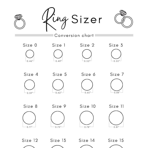 Printable Ring Sizer | Ring Size Inches | Printable Measuring Tool | International Ring Size Chart | Measure Ring Size | Instant Download