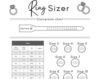 Printable Ring Sizer | Accurate Ring Size Finder | Measuring Tool | International Ring Size Chart | Measure Finger | Instant Download