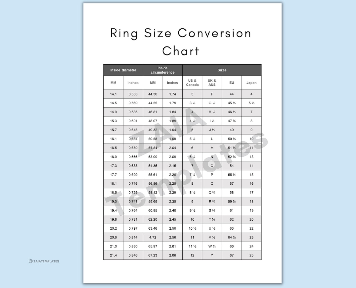 Printable Ring Sizer Pdf – Instant Download | Universal US/EU/AU Ring ...