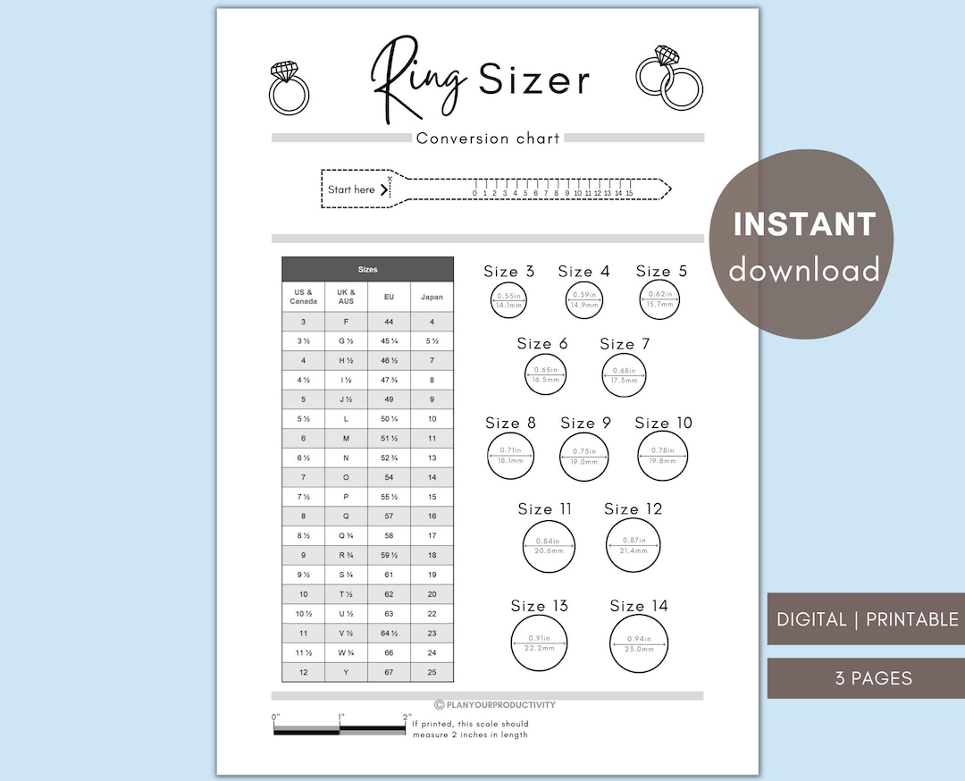 Printable Ring Sizer Pdf – Instant Download | Universal US/EU/AU Ring ...