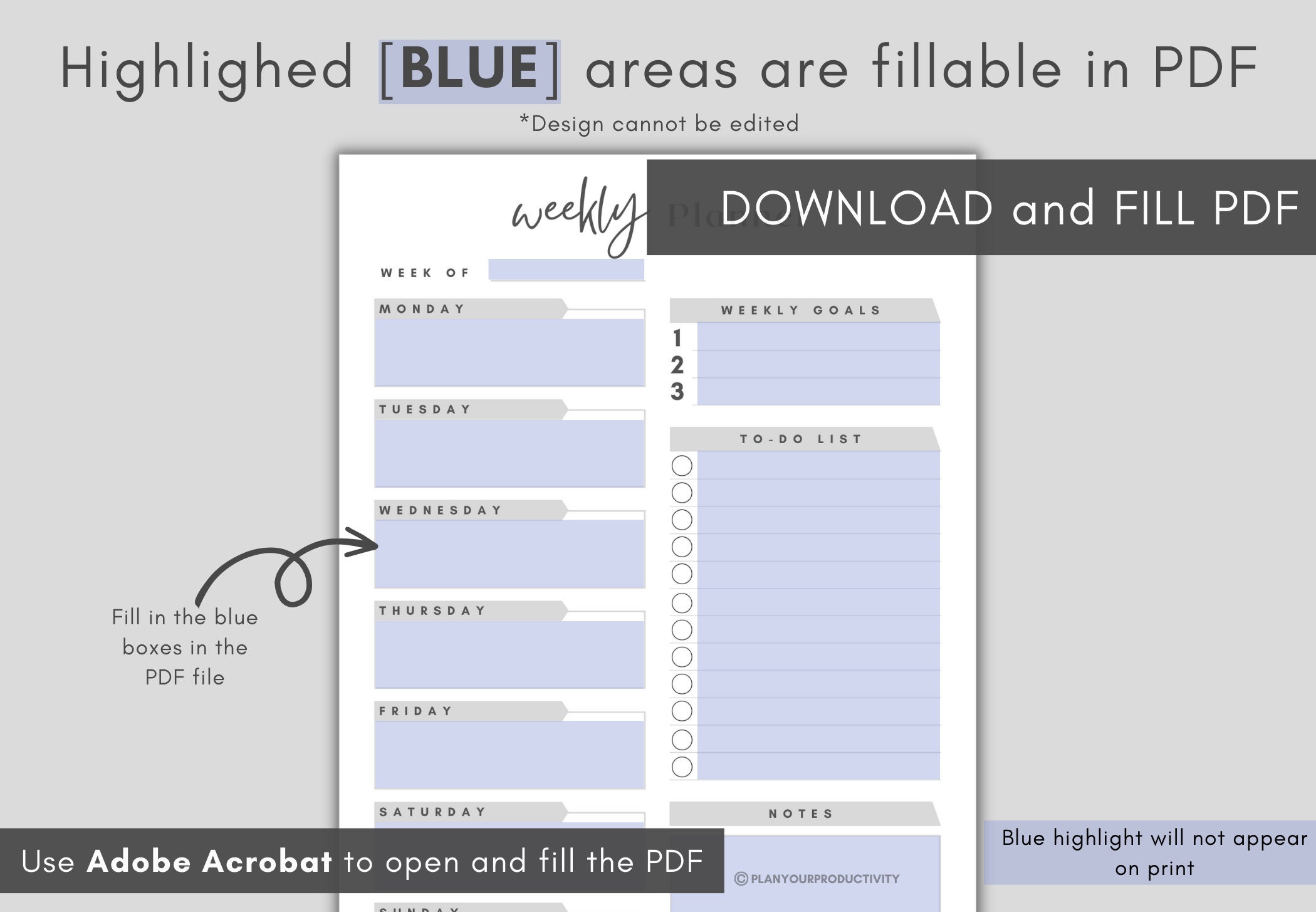 Daily Weekly Monthly Planner, Printable Schedule, Everyday Reflection ...