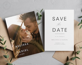 Photo Save the Date Invitation, Minimalist Canva Template (Instant Download)