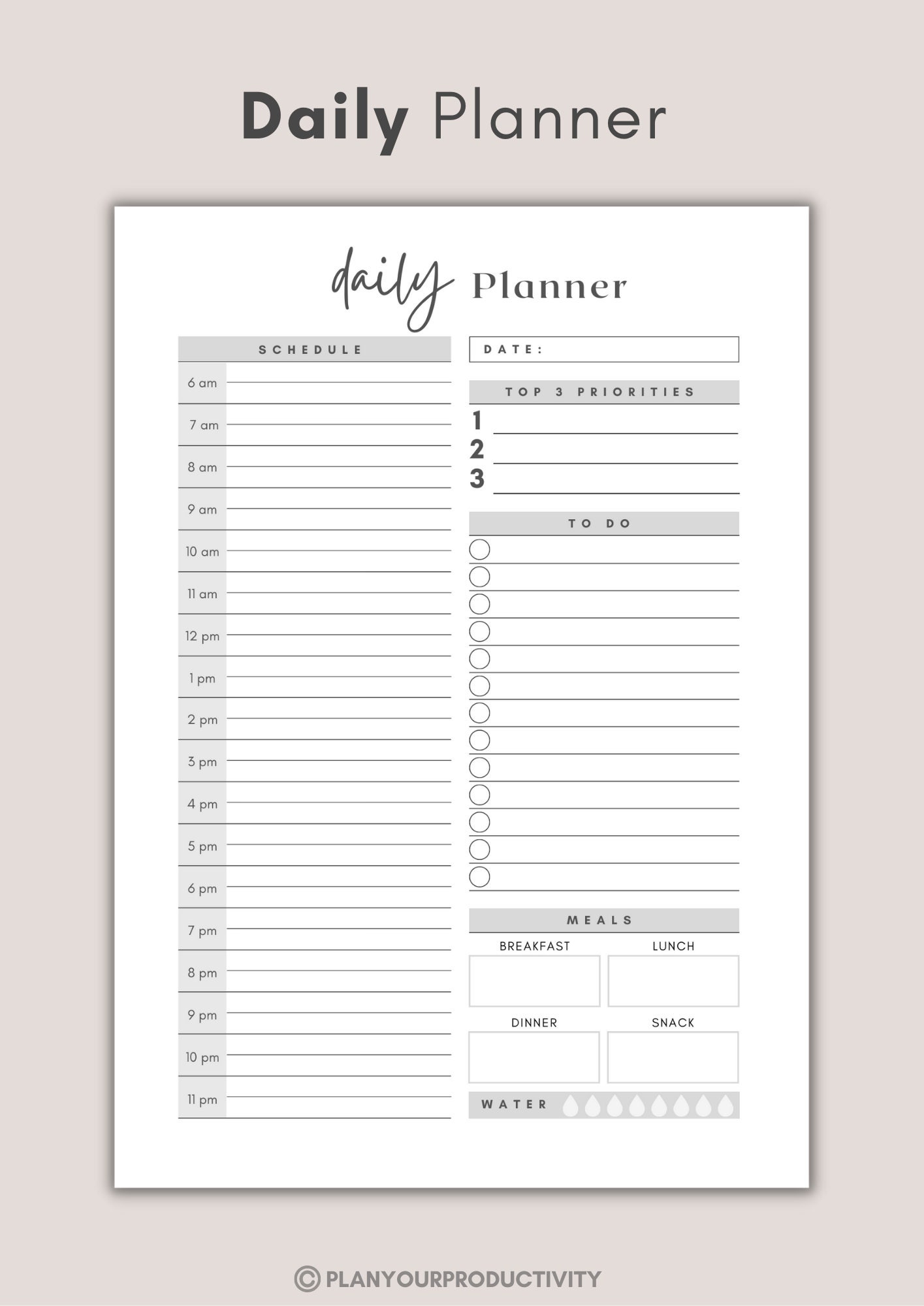 Daily Weekly Monthly Planner, Printable Schedule, Everyday Reflection ...