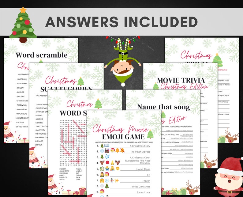 Printable Christmas Game Bundle Christmas Party Games Christmas Games ...