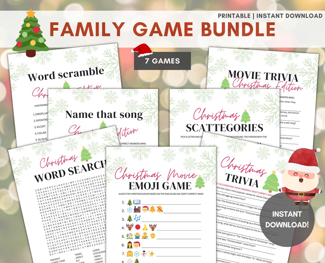 Printable Christmas Game Bundle Christmas Party Games Christmas Games