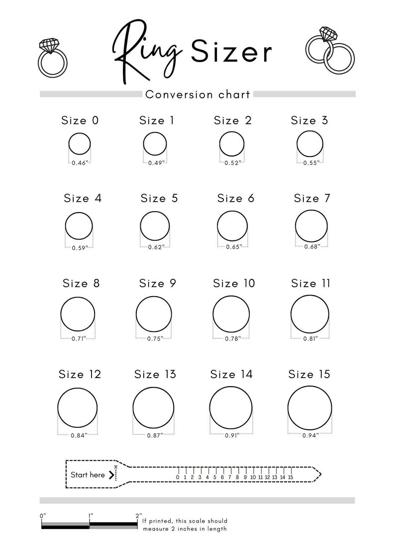 Printable Ring Sizer | Ring Size Inches | Printable Measuring Tool ...