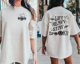 Halloween Pump cover Gym tshirt Halloween Comfort Colors Skull Weightlifting Tee Workout shirt Lift Heavy Stay Spooky shirt Funny Gym Shirt