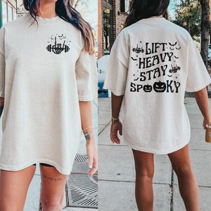 Halloween Pump cover Gym tshirt Halloween Comfort Colors Skull Weightlifting Tee Workout shirt Lift Heavy Stay Spooky shirt Funny Gym Shirt