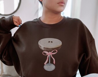 Espresso Martini Sweatshirt Coquette Aesthetic Cocktail Crewneck Espresso Martini Pink Bow Sweater Martini Lover Gift Martini Sweatshirt