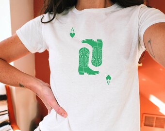 St Patricks Day Baby Tee Cowgirl Baby Tee Green Tshirt St Pattys Baby Tee Saint Patricks Day Shirt Lucky Card Tee Trendy Going Out Top