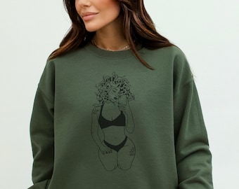 Medusa Sweatshirt, Greek Mythology Sweater, Mythology Lover sweatshirt, Woman sweatshirt,  Medusa Snake Sweatshirt, Goddess body