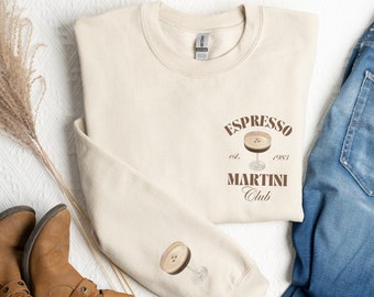 Espresso Martini Club Sweatshirt Martini Sweater Signature Cocktail Crewneck expresso Club Pullover Espresso Martini Sleeve Print Sweatshirt