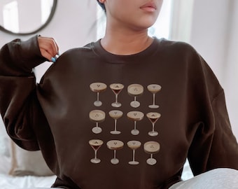 Espresso Martini Sweatshirt Tini Time Crewneck Espresso Martini Sweater Espresso Martini Vintage Aesthetic Glasses Gift for Martini Lover