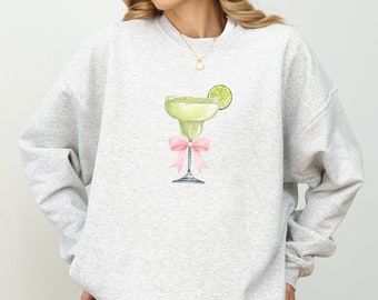 Margarita Sweatshirt Coquette Aesthetic Cocktail Crewneck Marg Pink Bow Sweater Tequila Lover Gift Margs and Matrimony Sweatshirt