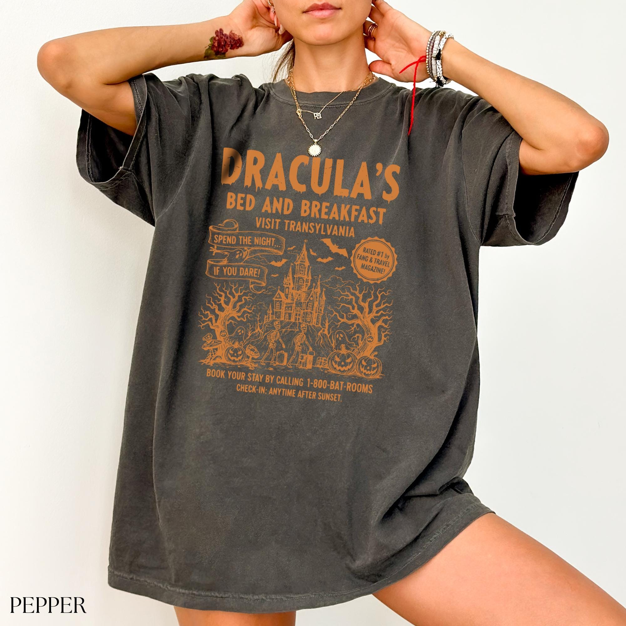 レトロハロウィンシャツ お化け屋敷 快適カラーTシャツ ホラーナイト 