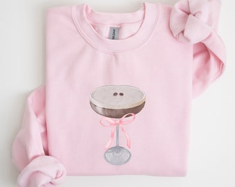 Espresso Martini Sweatshirt Coquette Aesthetic Cocktail Crewneck Espresso Martini Pink Bow Sweater Martini Lover Gift Martini Sweatshirt