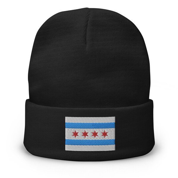 Bonnet de Chicago, chapeau d’hiver brodé du drapeau de Chicago, cadeaux de Chicago, fan de sports de Chicago, natif de Chicago, souvenir de Chicago, couleurs multiples