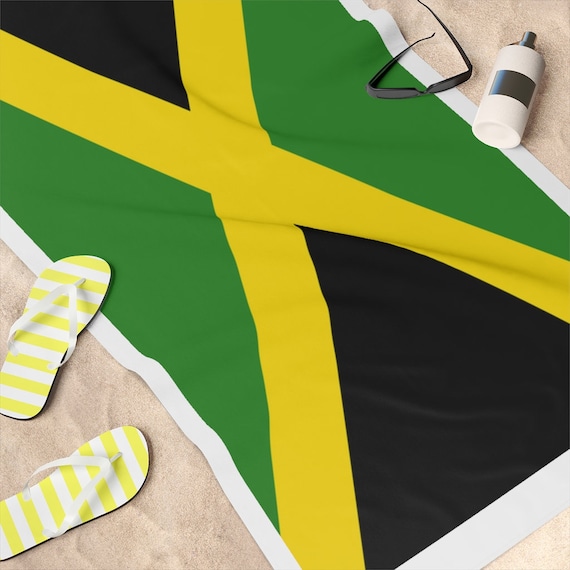 Jamaican Flag Towel Jamaican Flag Beach Towel Jamaica Flag Etsy