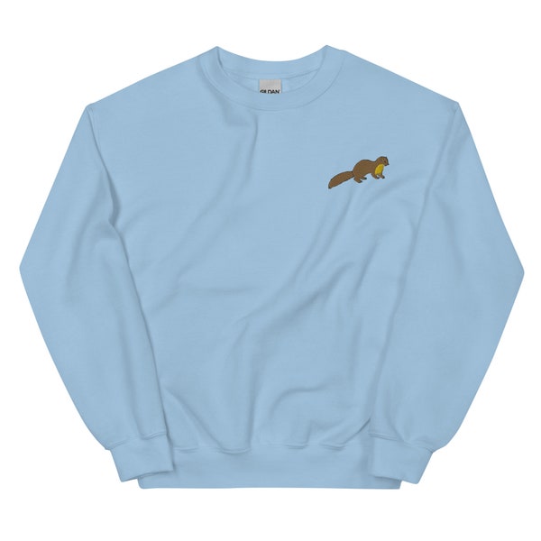 Sweat-shirt vison, pull Crewneck brodé animal belette, cadeau vison, chemise furet, chemise vison, sweat-shirt brodé, couleurs multiples