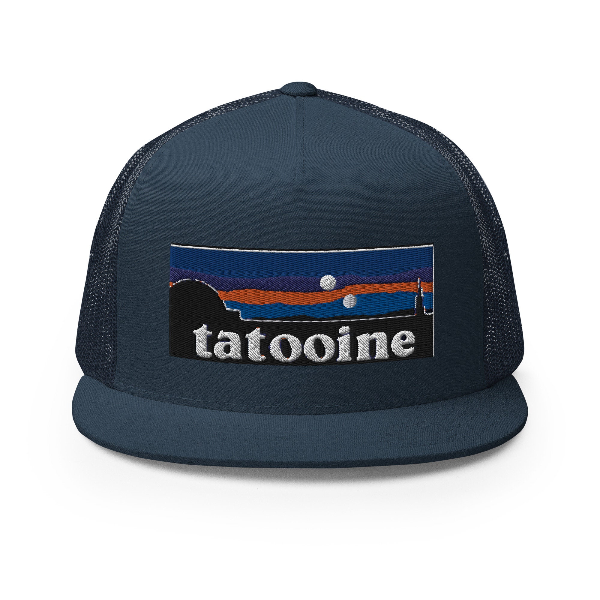 Sunset Santa Fe Flat Bill Trucker Hat - Embroidered Western Mesh Snapback, Teal Front - View #10