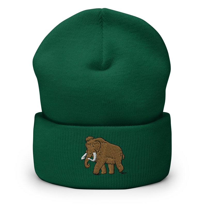 Woolly Mammoth Beanie Mammoth Embroidered Cuffed Beanie Hat Etsy