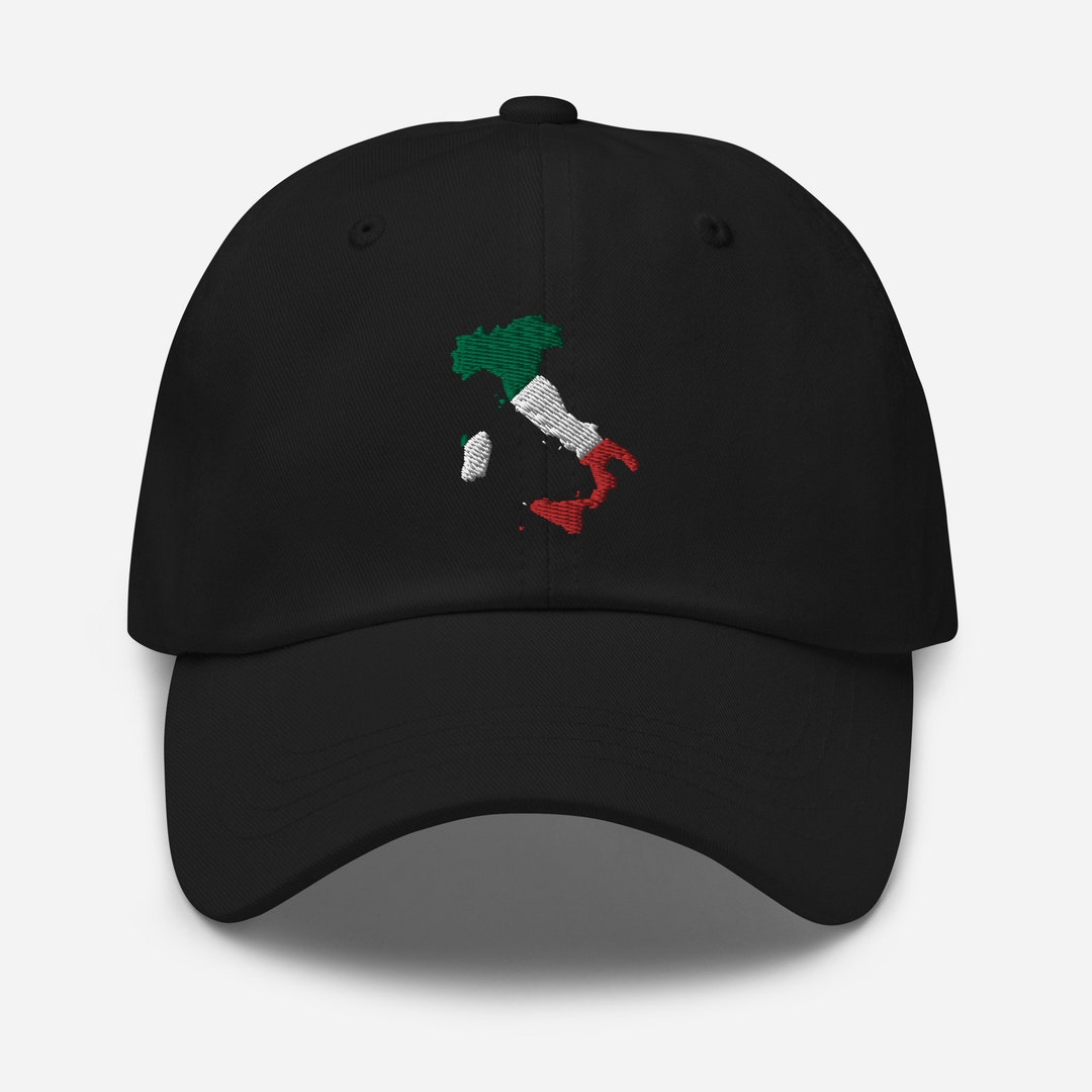 Italy Outline Map Embroidered Hat, Italian Flag Baseball Cap, Italy