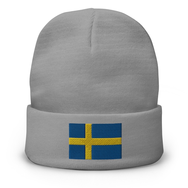 Sweden Flag Embroidered Beanie | Sweden Beanie | Sweden Gift | Swedish Gifts | Sweden Souvenir | Sweden Soccer Gift | Sweden Flag Winter Hat