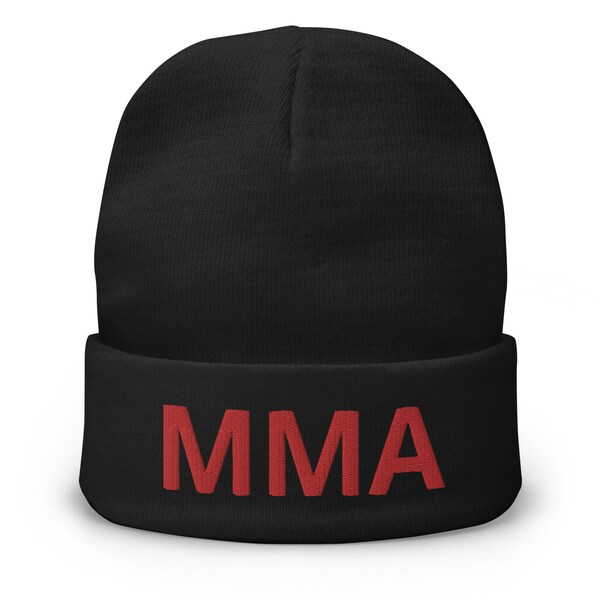 Bonnet à revers brodé MMA | Bonnet d'arts martiaux mixtes | Bonnet UFC | Boxe Kickboxing Karaté Jiu Jitsu Lutte Sports de combat Bonnet