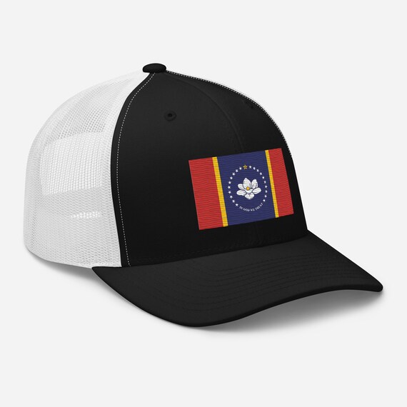 Mississippi Hat Mississippi State Flag Embroidered Snapback Trucker Cap Mississippi Gifts Magnolia Flower in God We Trust Five Colors Etsy Canada