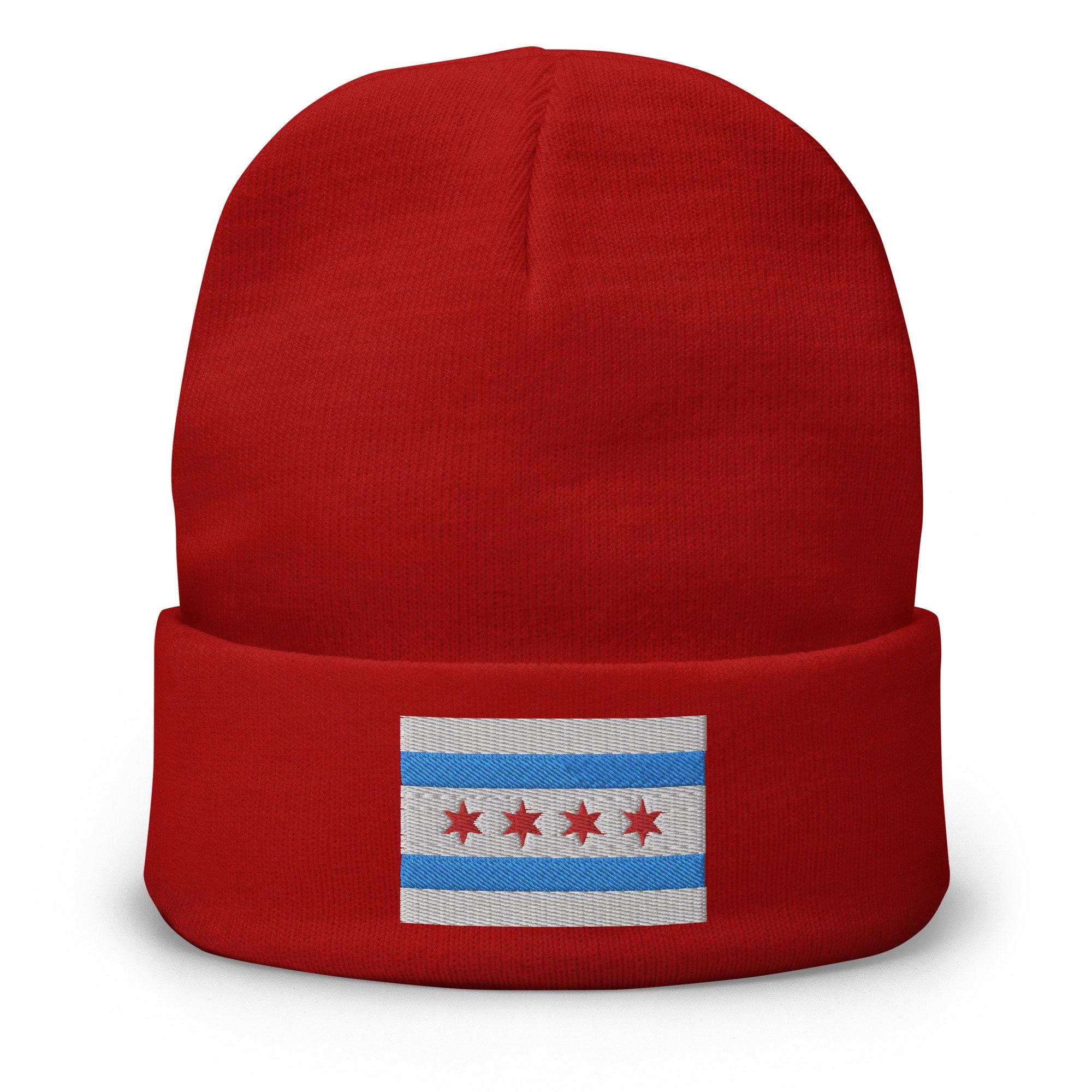 Chicago Flag Knit Hat with Pom