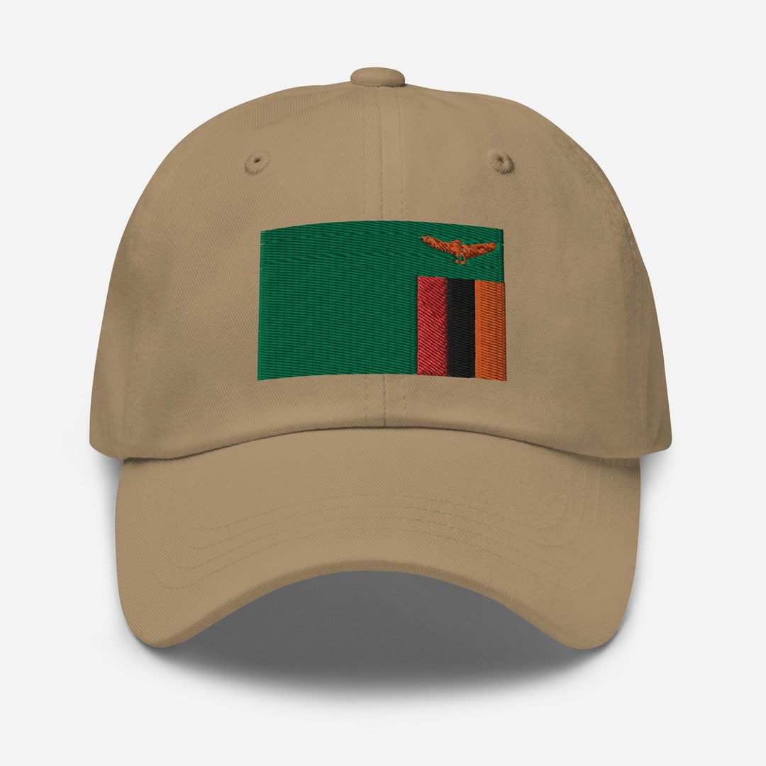 Zambia Flag Embroidered Hat, Zambian Flag Cap, Zambia Gifts, Zambian