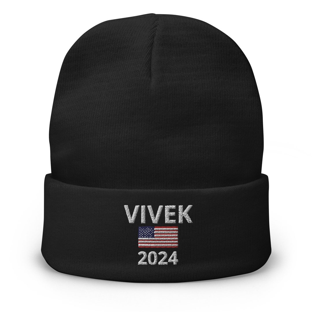 Vivek Ramaswamy 2024 Beanie, Vivek 2024 Embroidered Cuffed Winter Hat