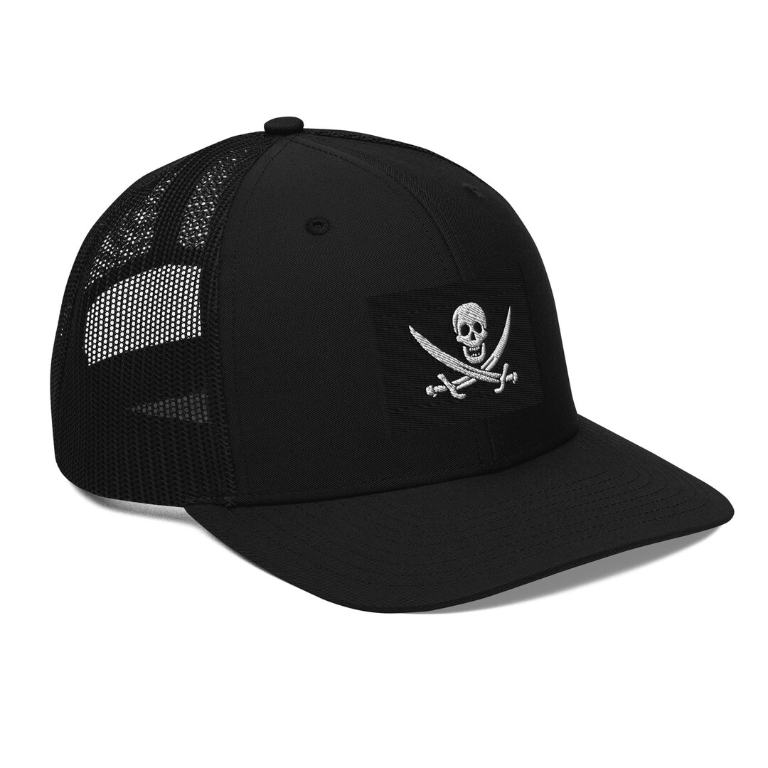 Pirate Flag Hat, Jolly Roger Skull and Crossbones Embroidered ...