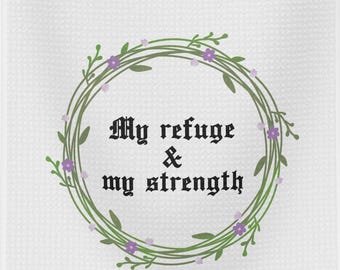Toalla de cocina cristiana "Mi refugio y fortaleza", toalla de cocina con versículo bíblico, regalo de boda.