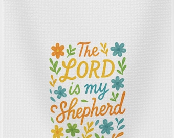 Paño de cocina cristiano, El Señor es mi pastor, estampado floral retro, decoración de cocina con versículo bíblico