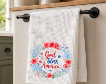 God Bless America Tea Towels, Patriotic Tea Towel, Independence Day Decor