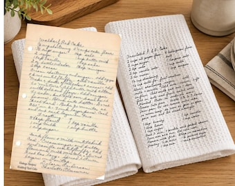 Custom Handwritten Recipe Tea Towel, Personalized Kitchen Keepsake Gift